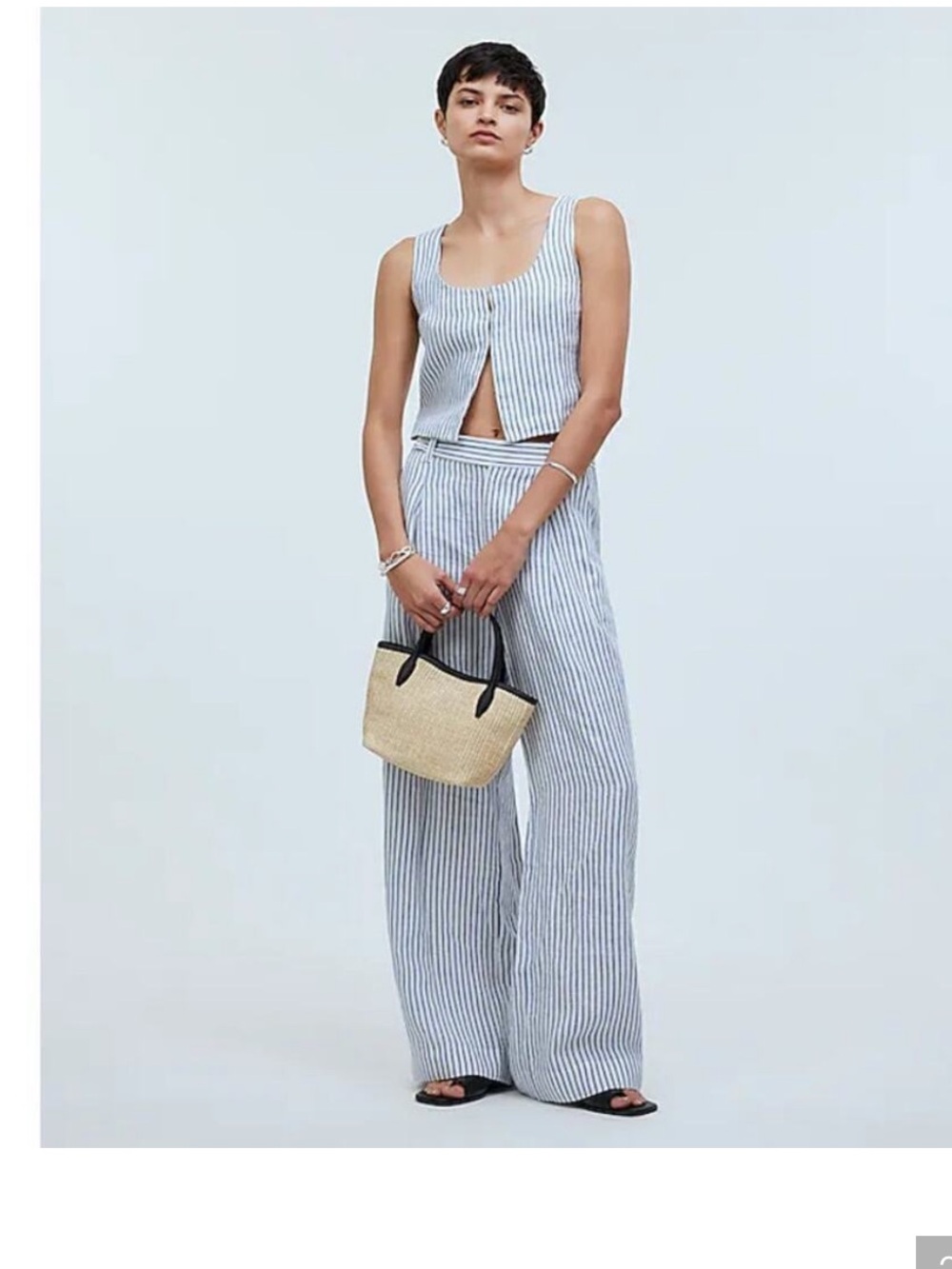 Madewell Blue and White Pinstripe linen top